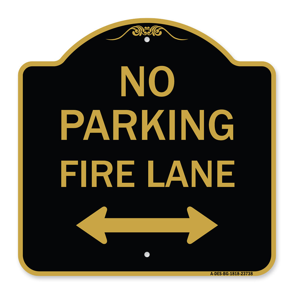 No Parking Fire Lane (With Bidirectional Arrow)