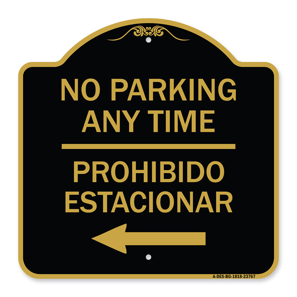 No Parking Anytime Prohibido Estacionar (With Left Arrow)
