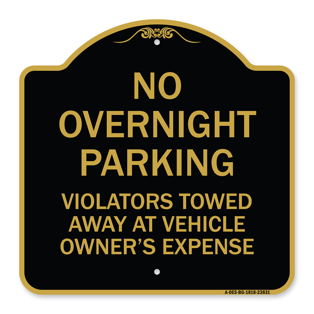 No Overnight Parking Violators Towed Away at Vehicle Owner's Expense