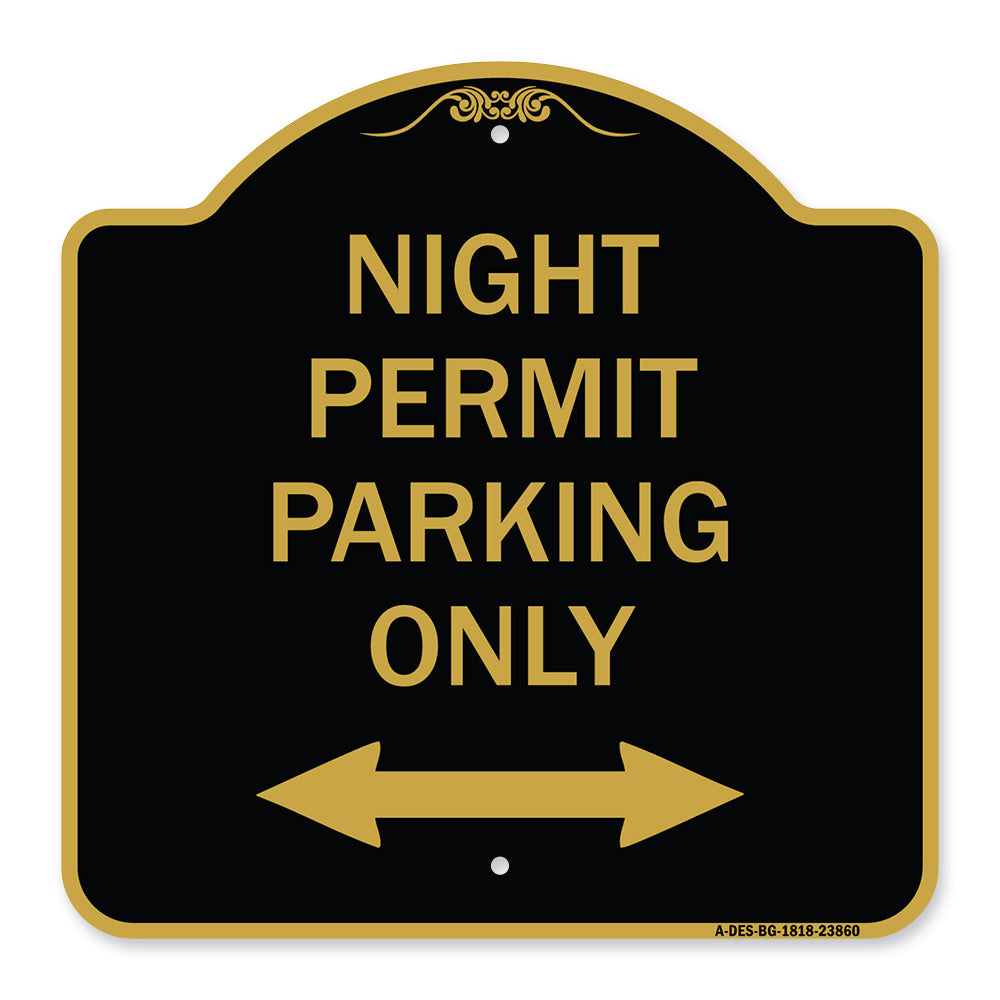 Night Permit Parking Only (With Bi-Directional Arrow)