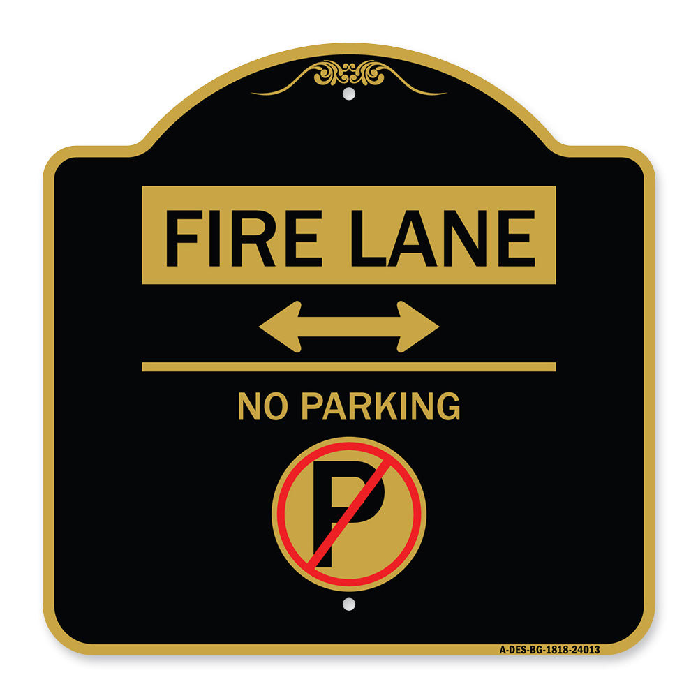 Fire Lane - No Parking (With No Parking Symbol and Bidirectional Arrow)
