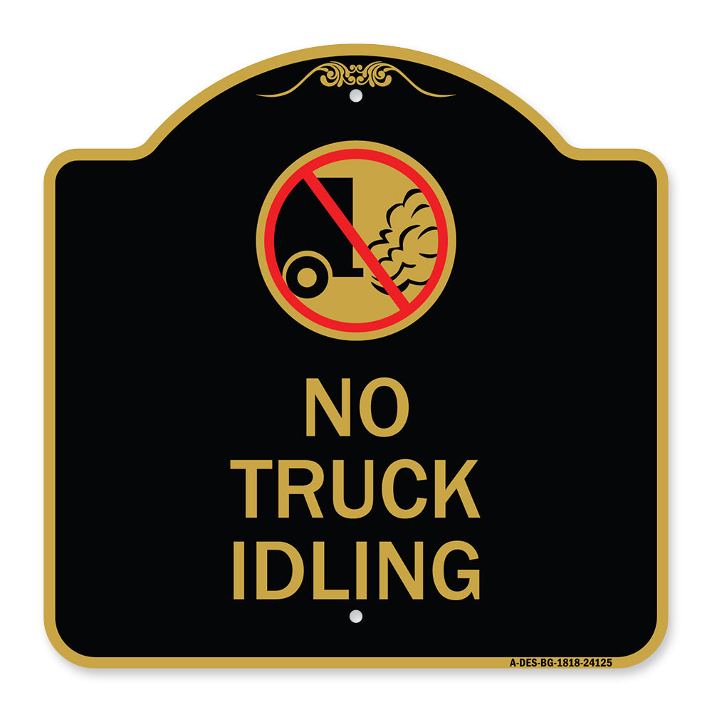 Driveway Sign No Truck Idling with Graphic