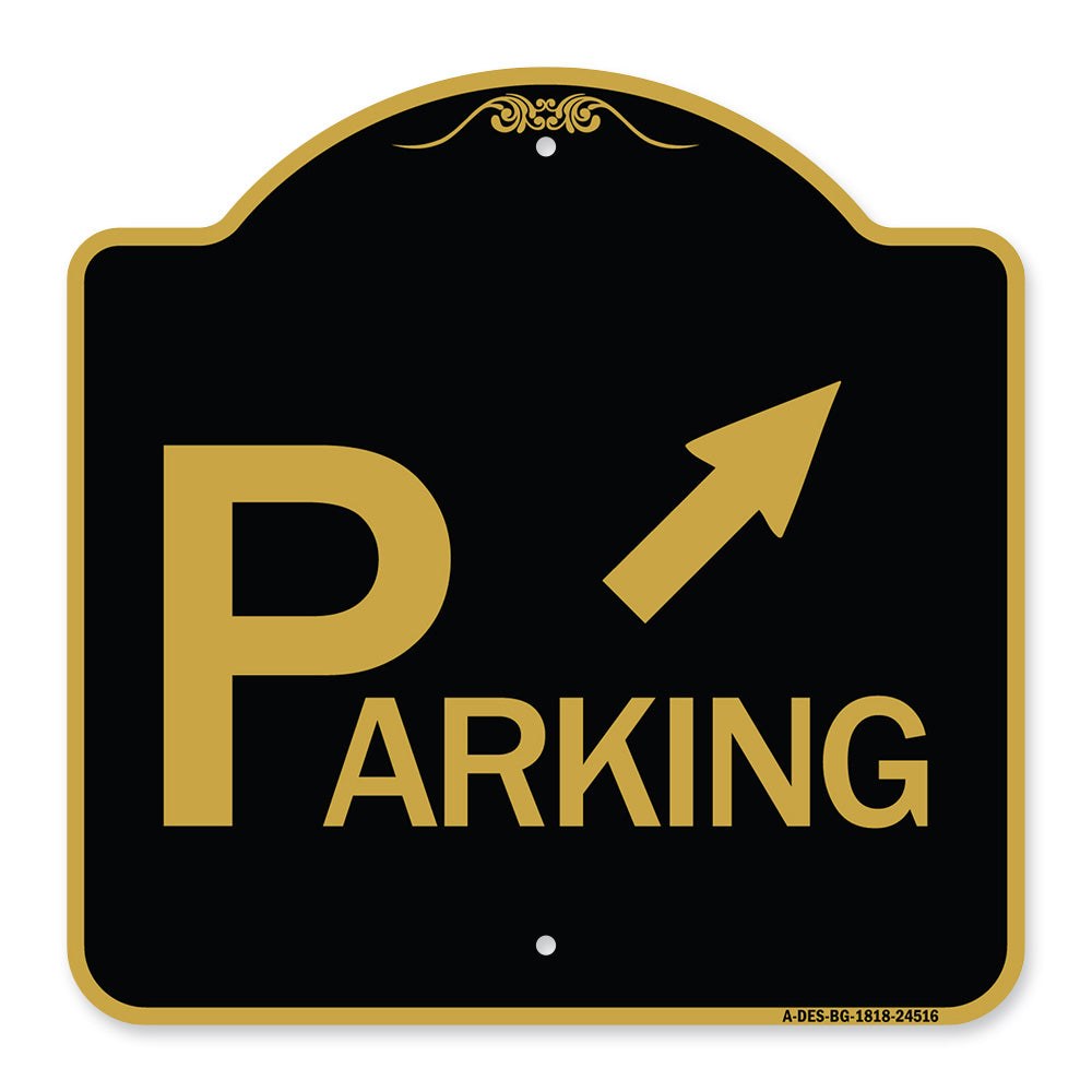 Parking with Arrow Pointing to Top Right