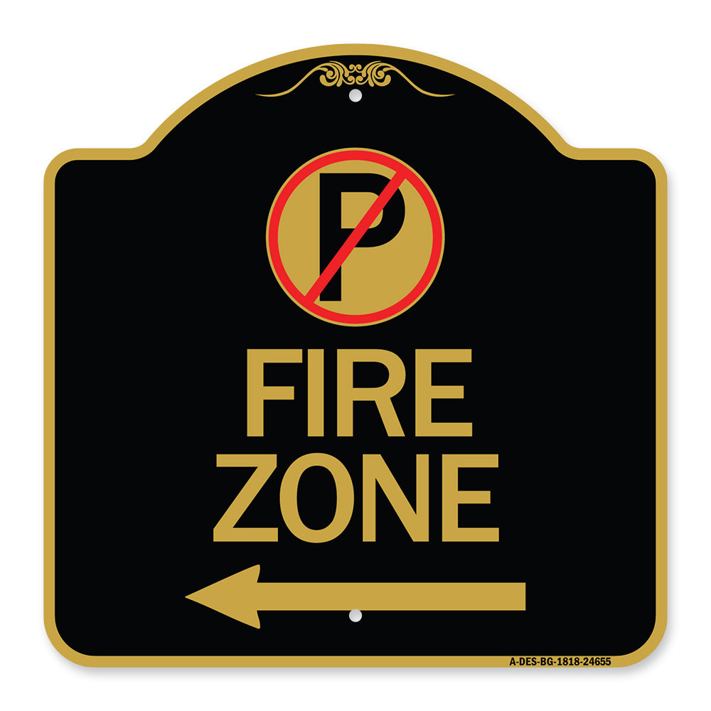 (No Parking Symbol and Left Arrow)