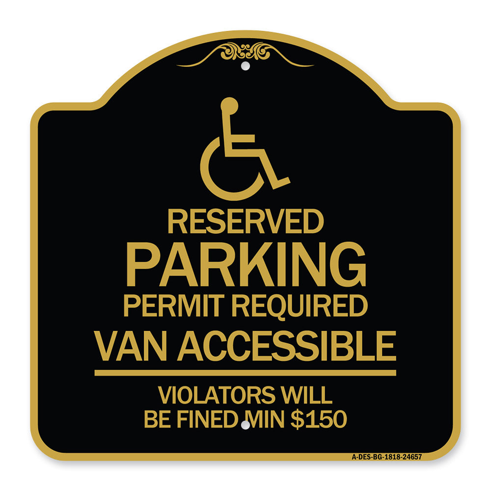 Connecticut Reserved Parking Permit Required Van Accessible Violators Will Be Fined Min $150 with Symbol