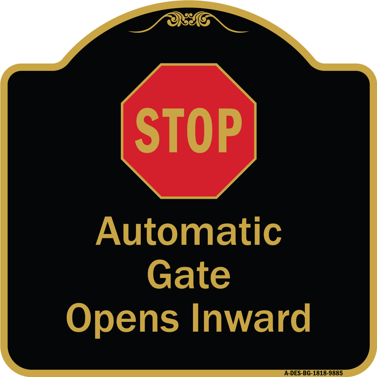 Stop, Automatic Gate, Opens Inward With Symbol