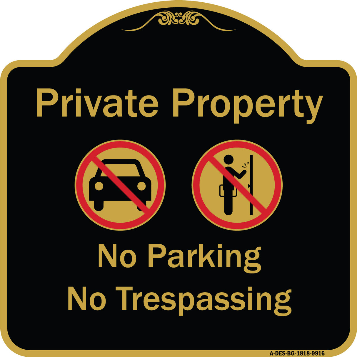 Private Property No Parking Or Trespassing With Symbols