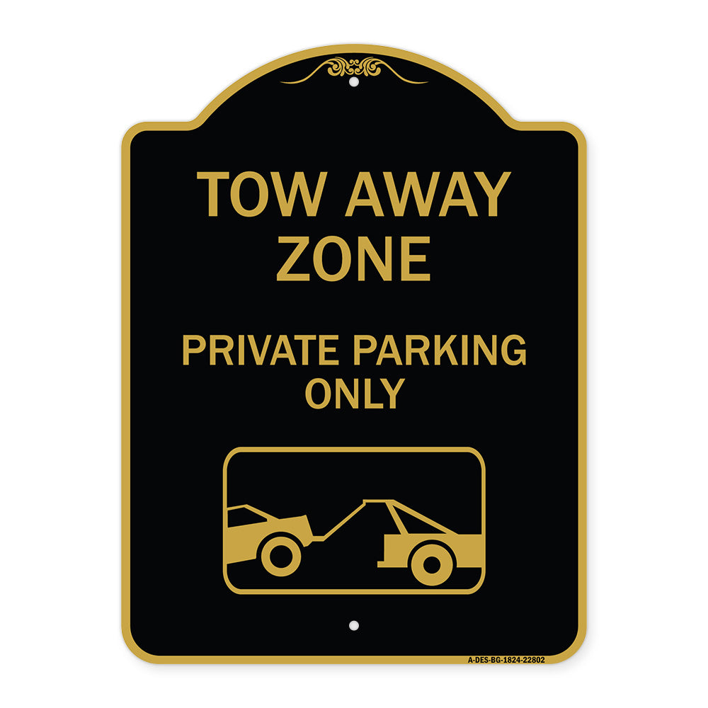 Tow Away Zone - Private Parking Only (With Car Towing Symbol)