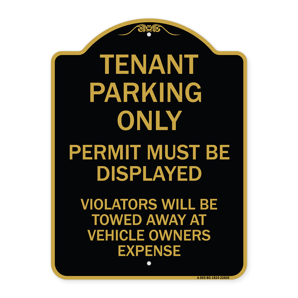 Tenant Parking Only Display Permit Violators Towed at Owner Expense