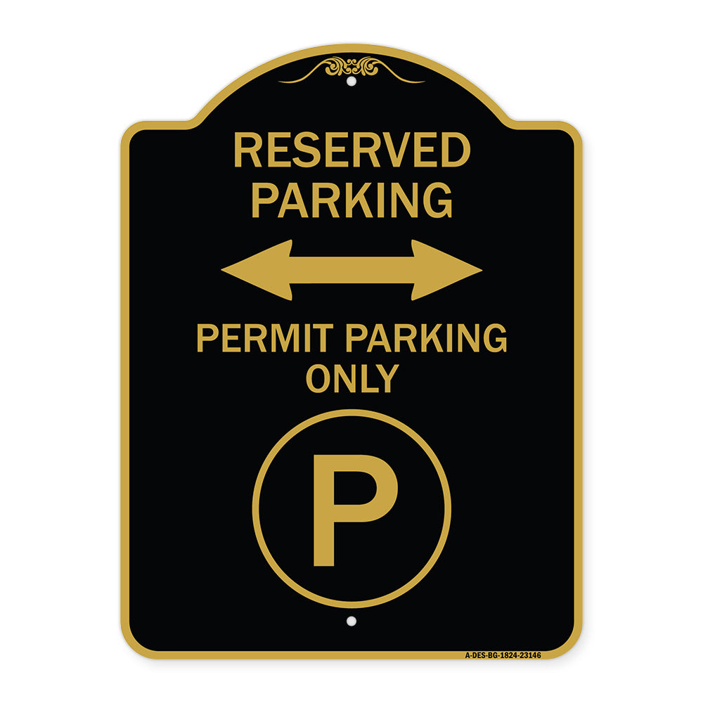 Reserved Parking - Permit Parking Only with Symbol and Bidirectional Arrow