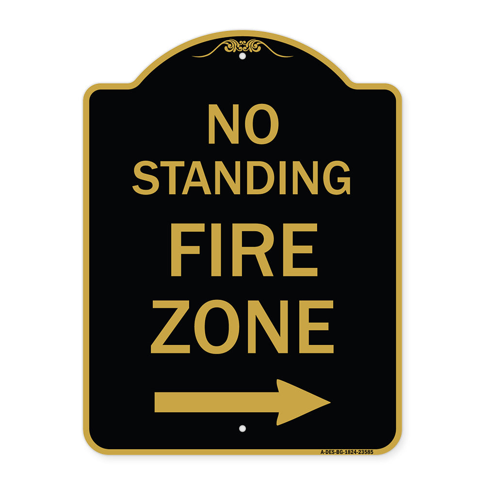 No Standing Fire Zone with Right Arrow
