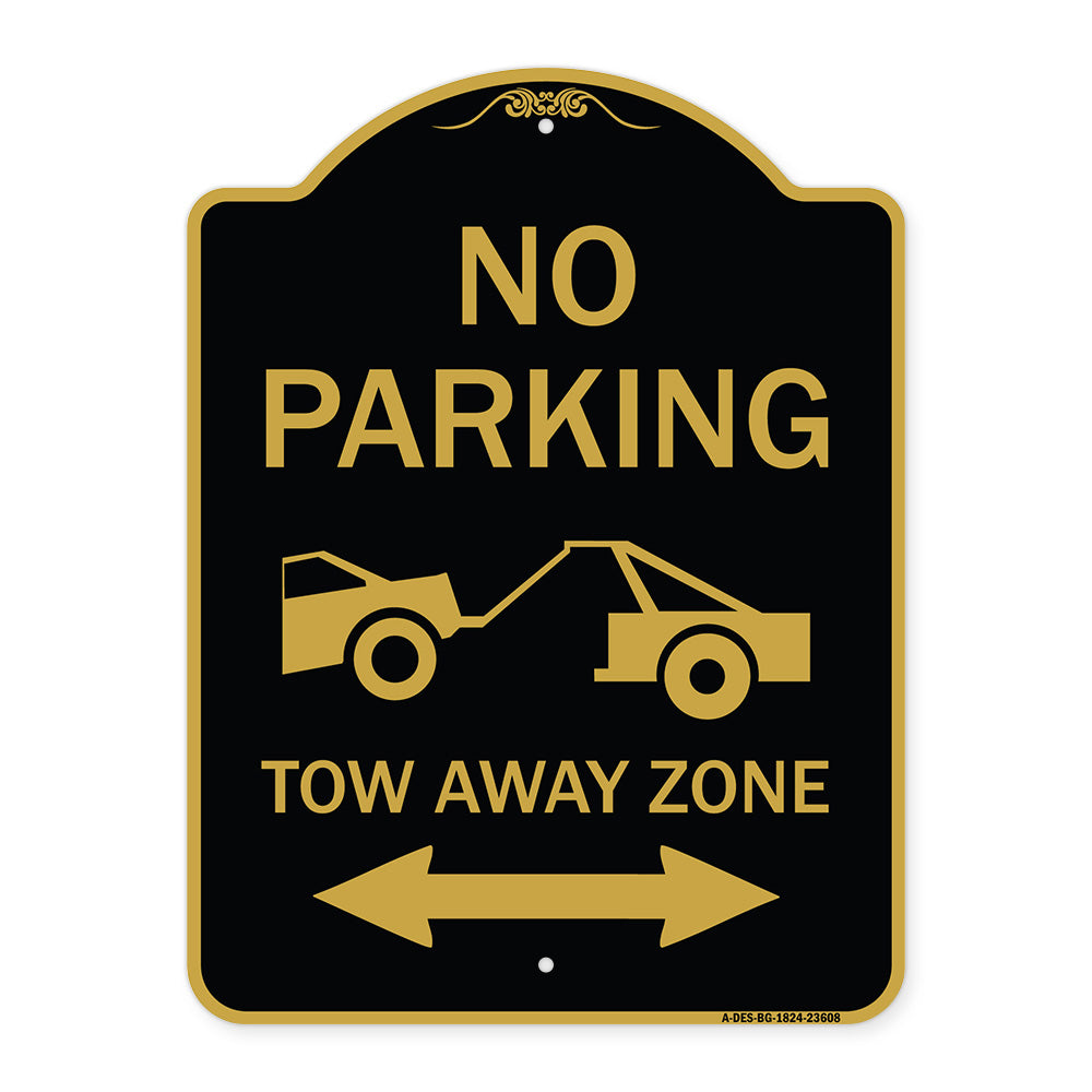No Parking Tow-Away Zone with Bidirectional Arrow
