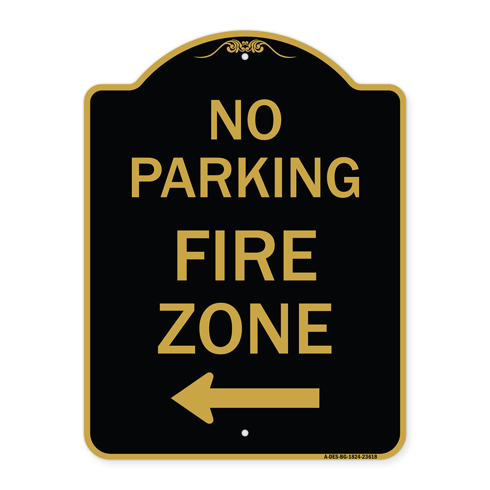 No Parking Fire Zone with Left Arrow