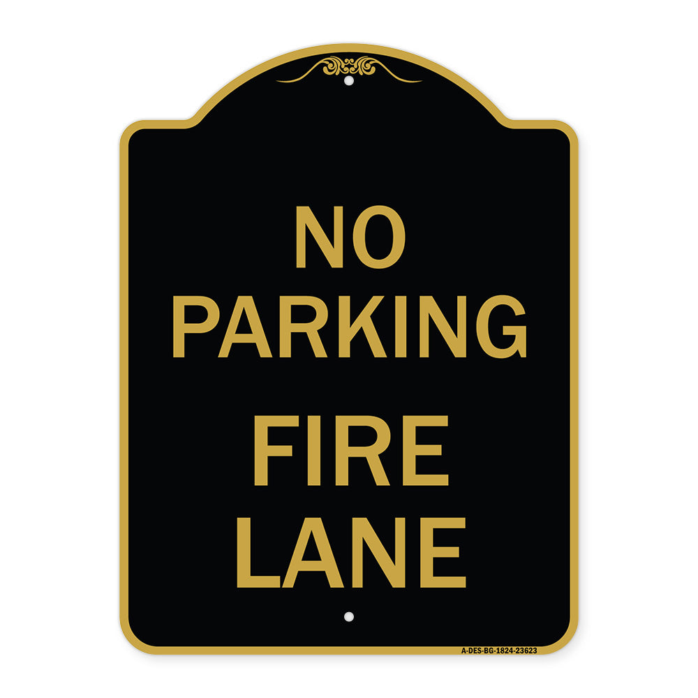 No Parking Fire Lane with Striped Border
