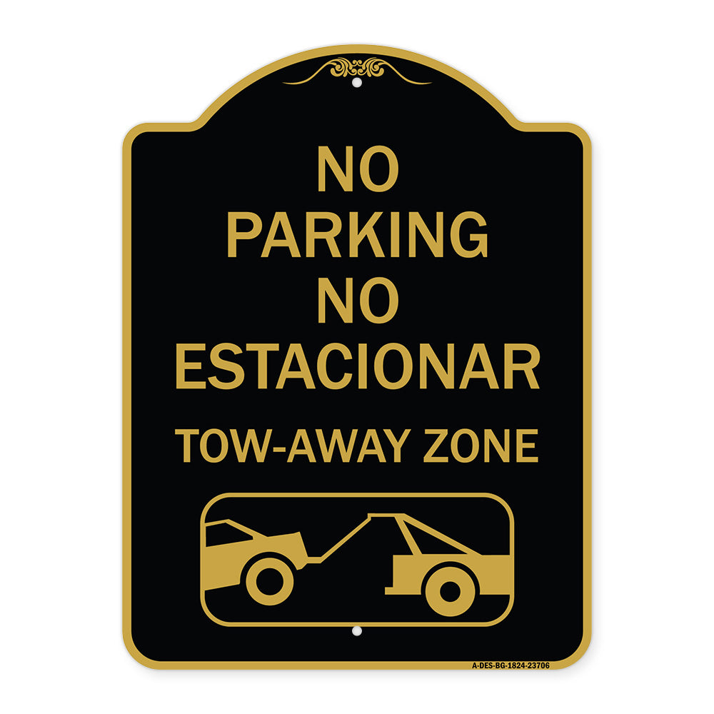 No Parking No Estacionar Tow Away Zone (With Graphic) Directional Arrow) Tacionamiento Zona De Cargamento
