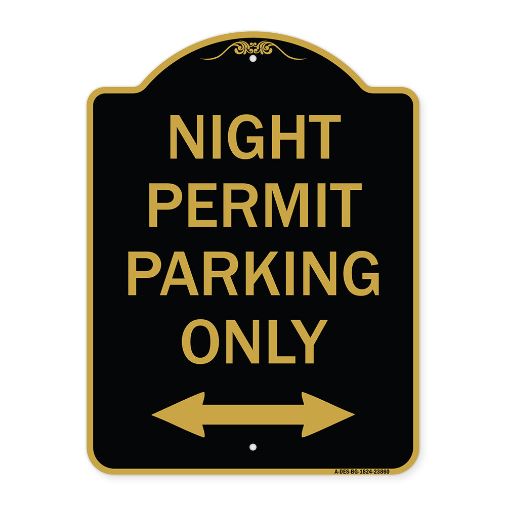 Night Permit Parking Only (With Bi-Directional Arrow)