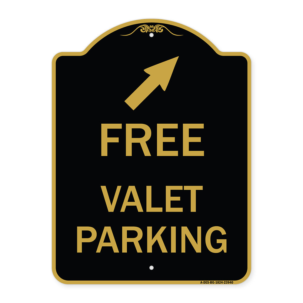 Free Valet Parking with Upper Right Arrow
