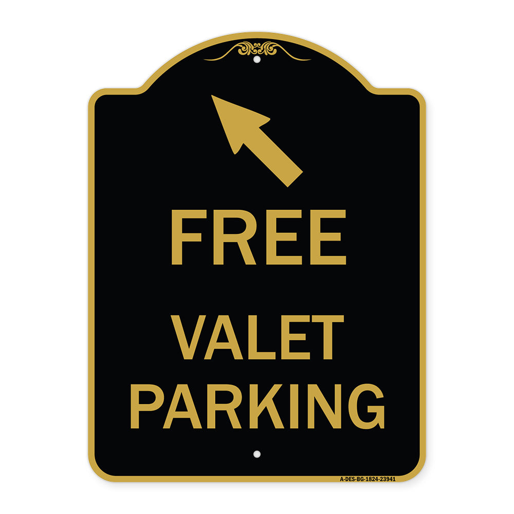 Free Valet Parking with Upper Left Arrow