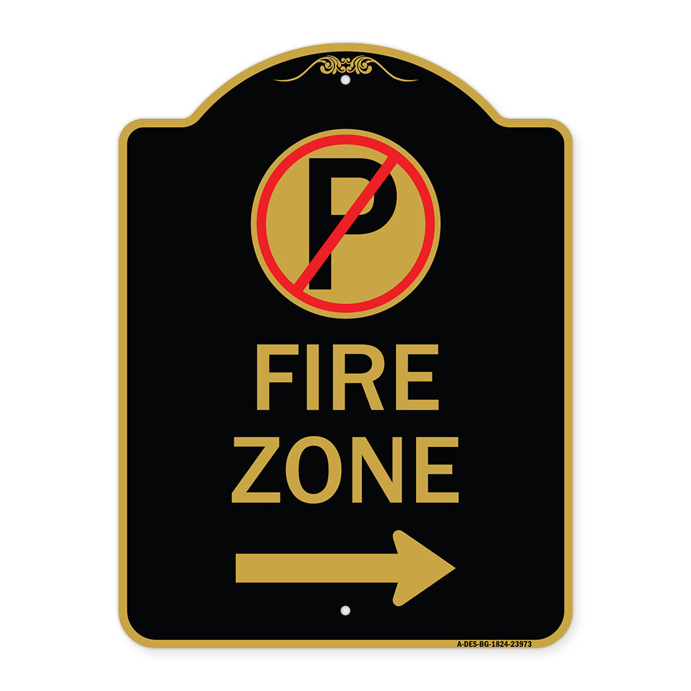 Fire Zone (No Parking Symbol and Right Arrow)