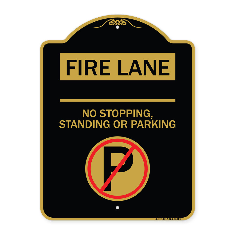 Fire Lane - No Stopping Standing or Parking (With No Parking Symbol)