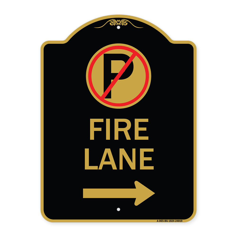 Fire Lane (No Parking Symbol and Right Arrow)