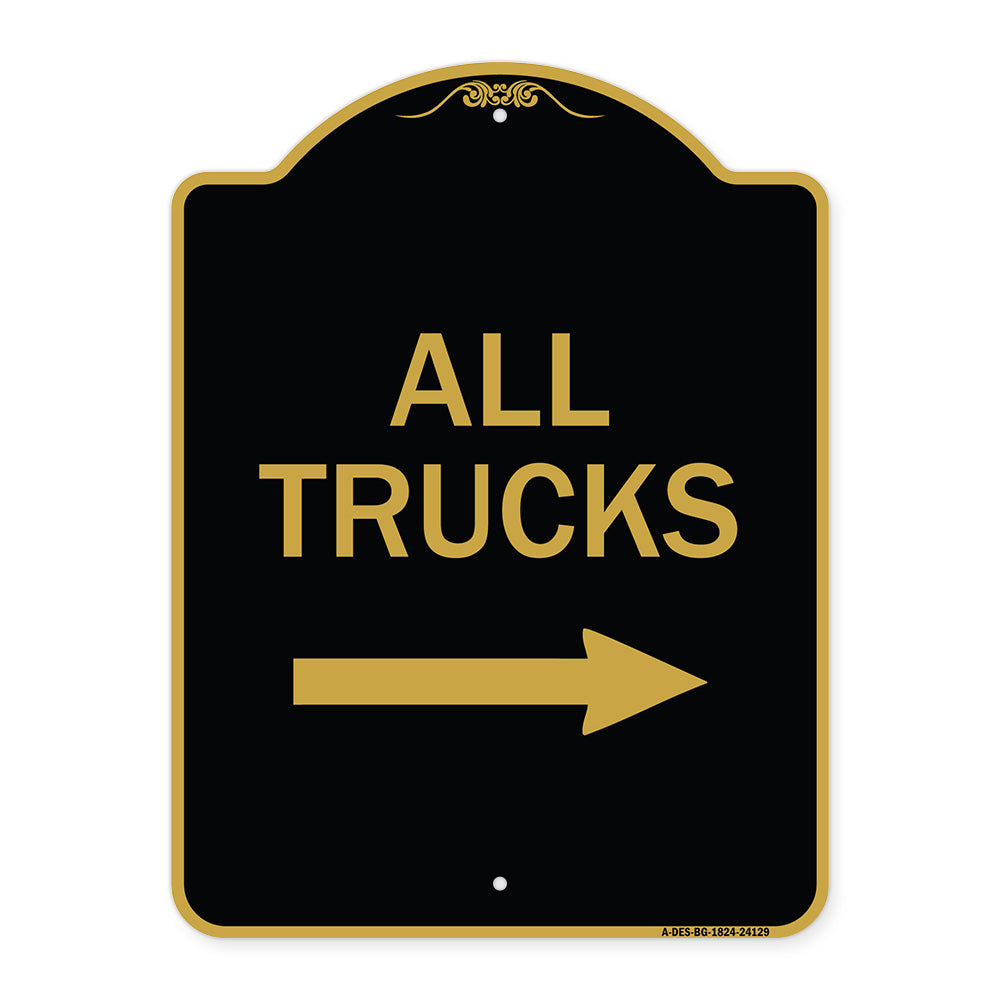 Driveway Sign All Trucks with Right Arrow