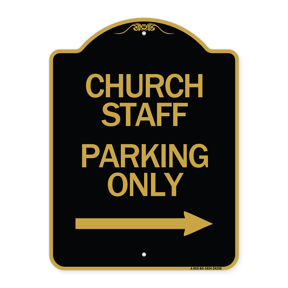 Church Staff Parking Only (With Right Arrow)