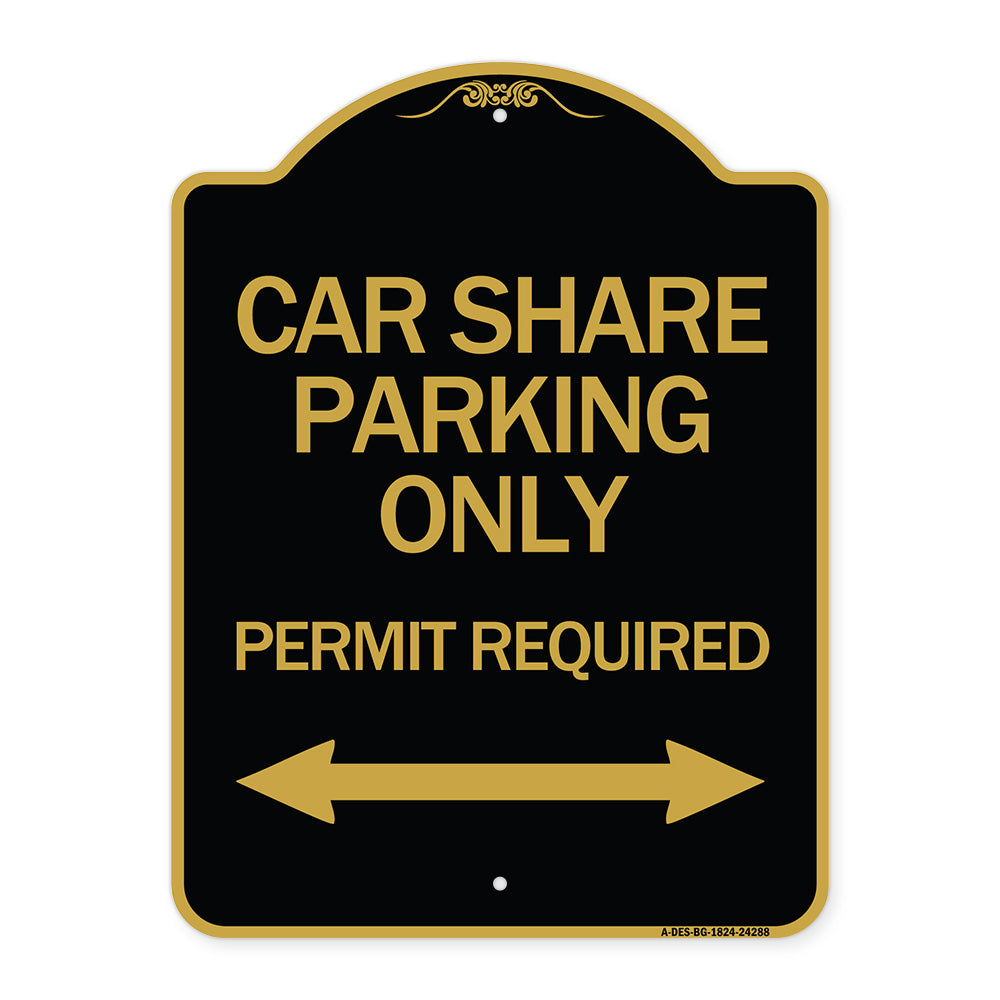 Car Share Parking Only Permit Required with Bidirectional Arrow