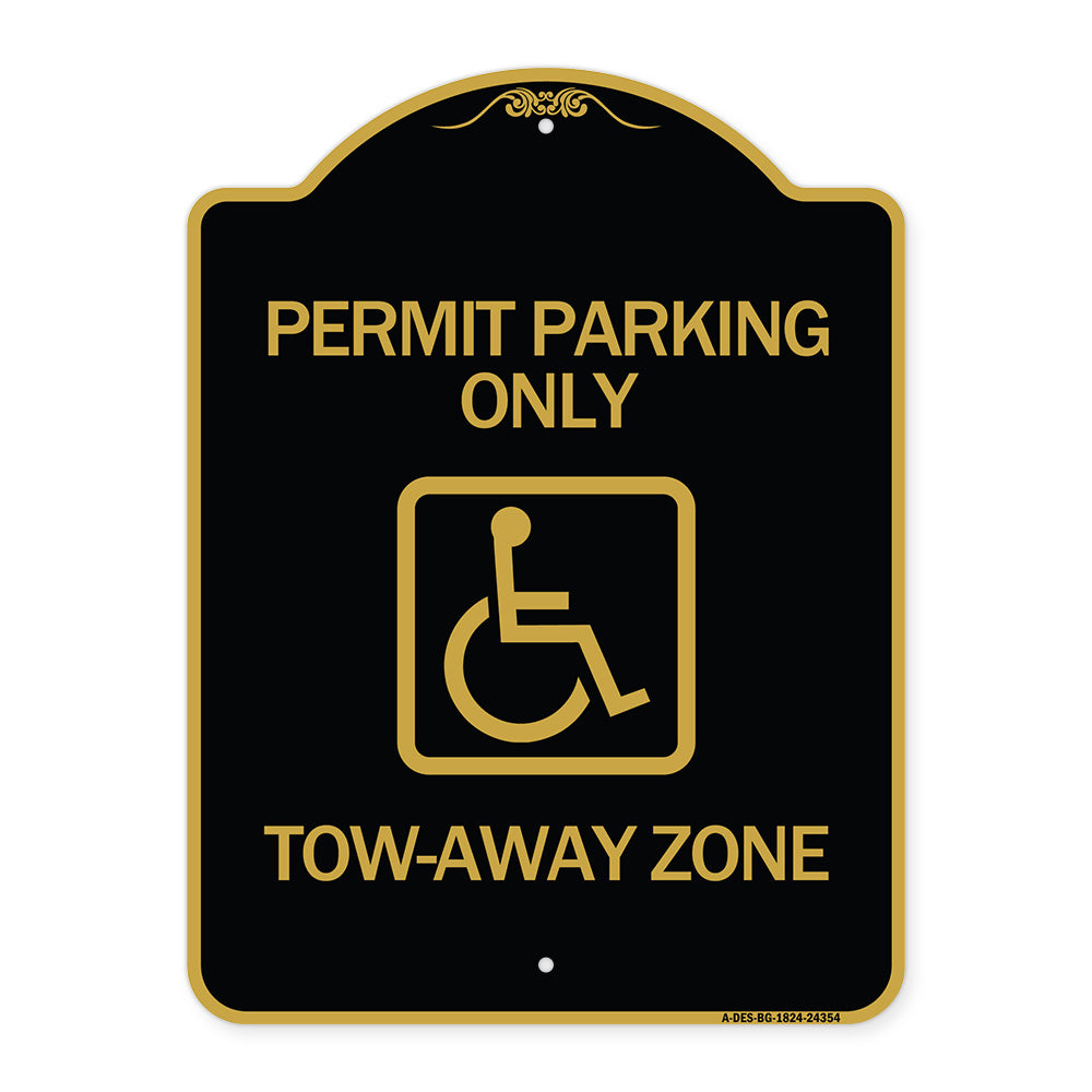 Accessible Permit Parking Only Tow-Away Zone with Symbol