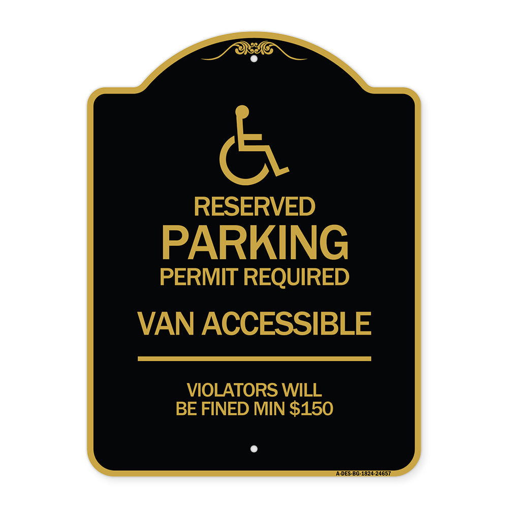 Connecticut Reserved Parking Permit Required Van Accessible Violators Will Be Fined Min $150 with Symbol