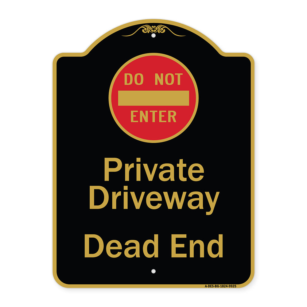 Private Driveway Dead End With Do Not Enter Symbol