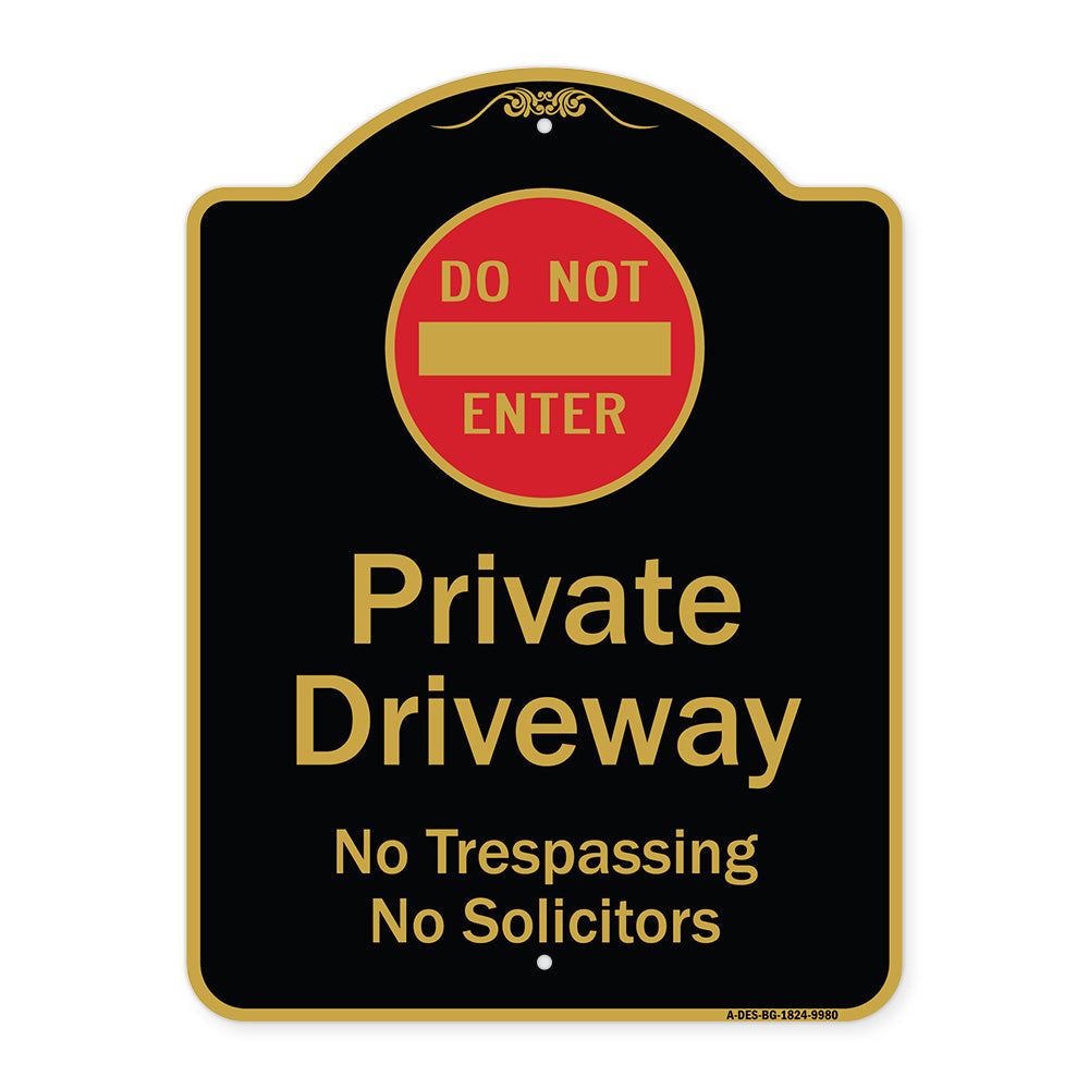 Do Not Enter Private Driveway No Trespassing Or Solicitors With Symbol