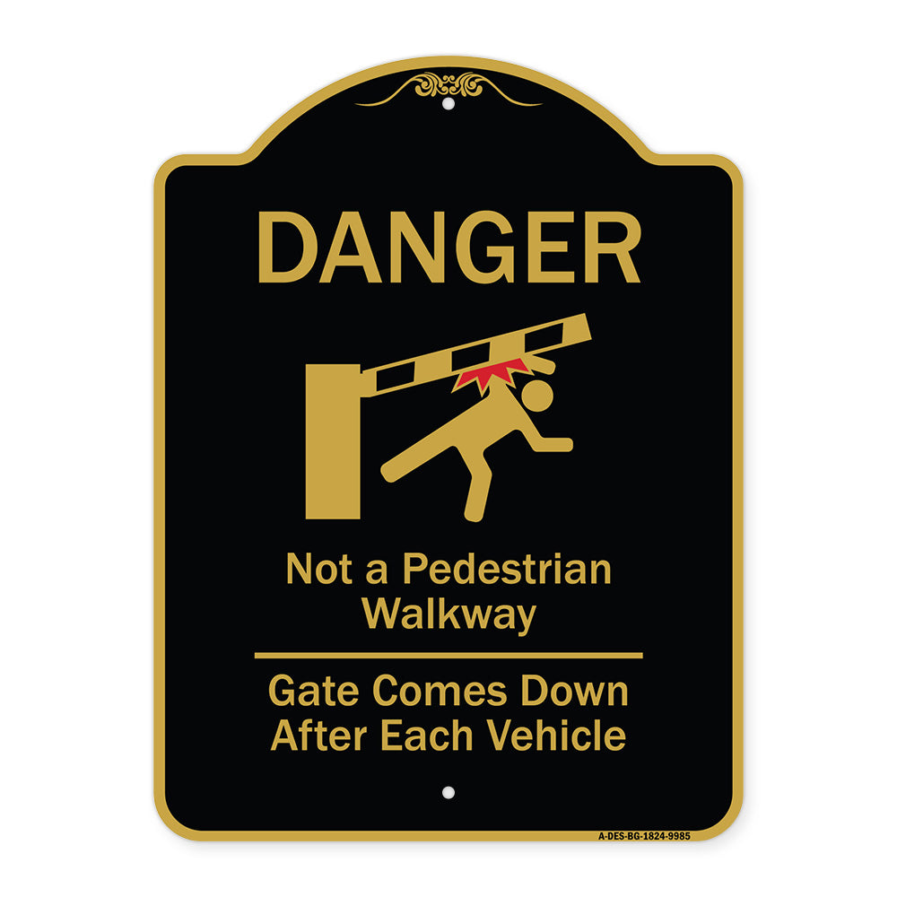 Danger Not A Pedestrian Walkway Gate Comes Down After Each Vehicle