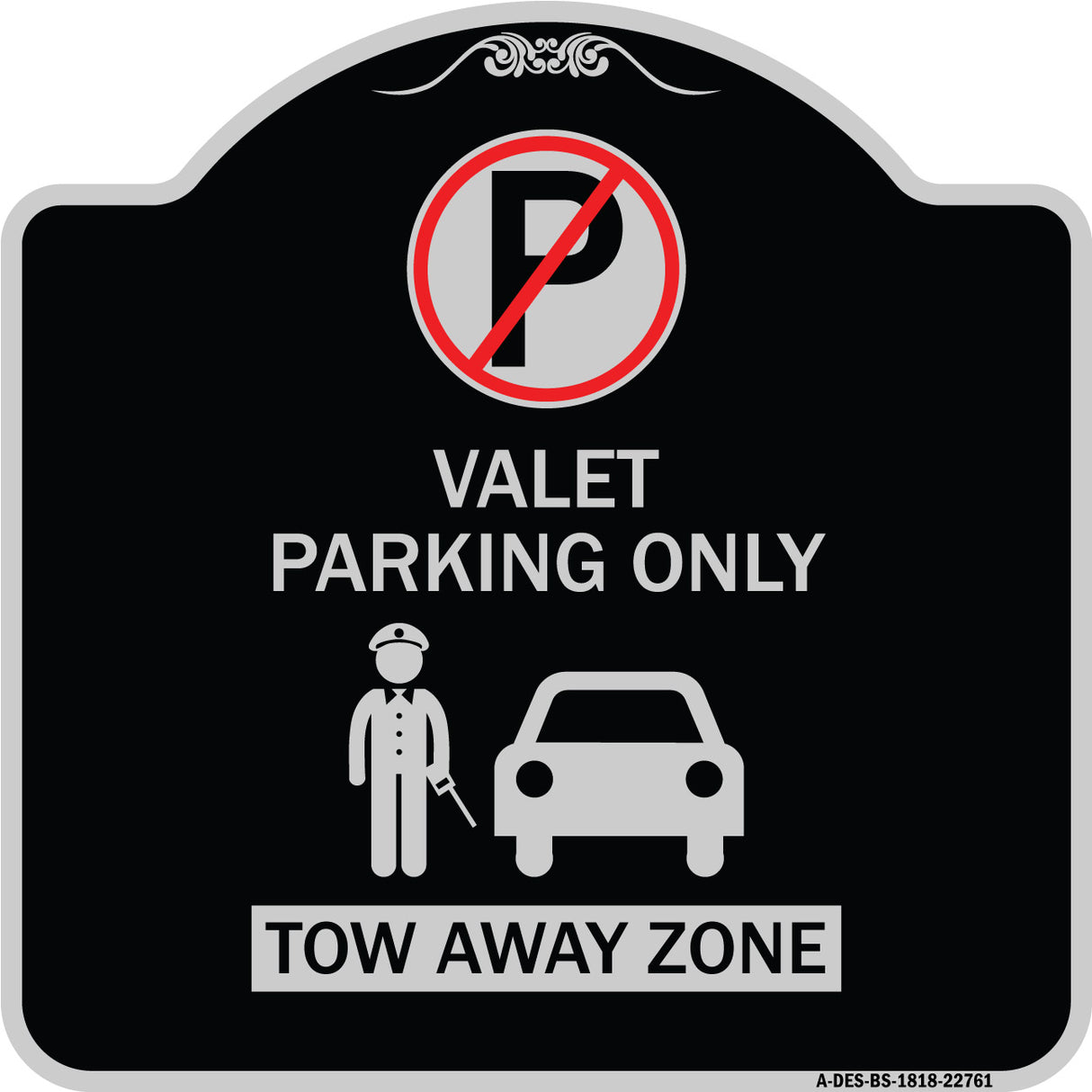 Valet Parking Only Tow Away Zone with Car Graphic