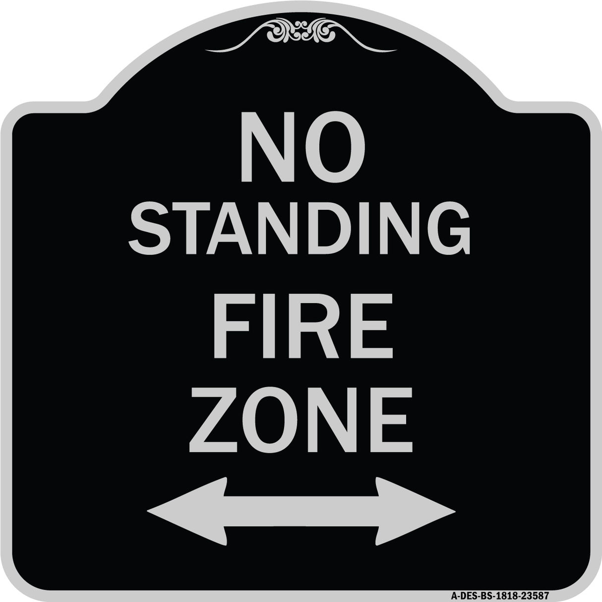 No Standing Fire Zone with Bidirectional Arrow