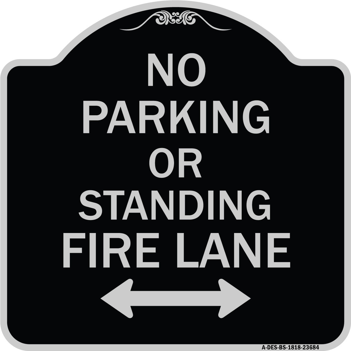 No Parking or Standing Fire Lane (With Bidirectional Arrow)