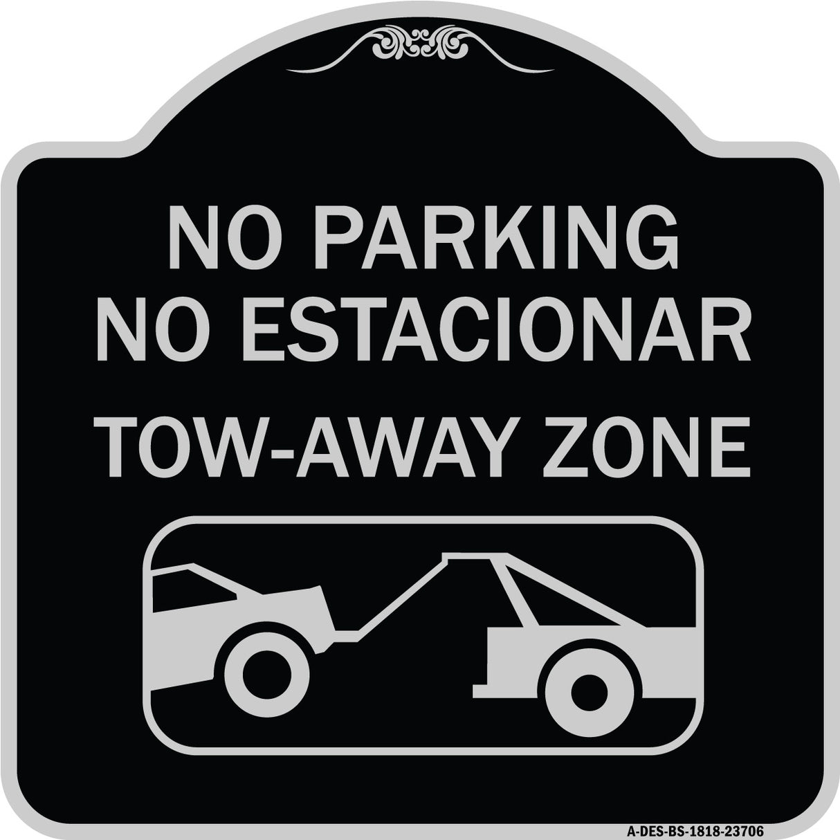 No Parking No Estacionar Tow Away Zone (With Graphic) Directional Arrow) Tacionamiento Zona De Cargamento