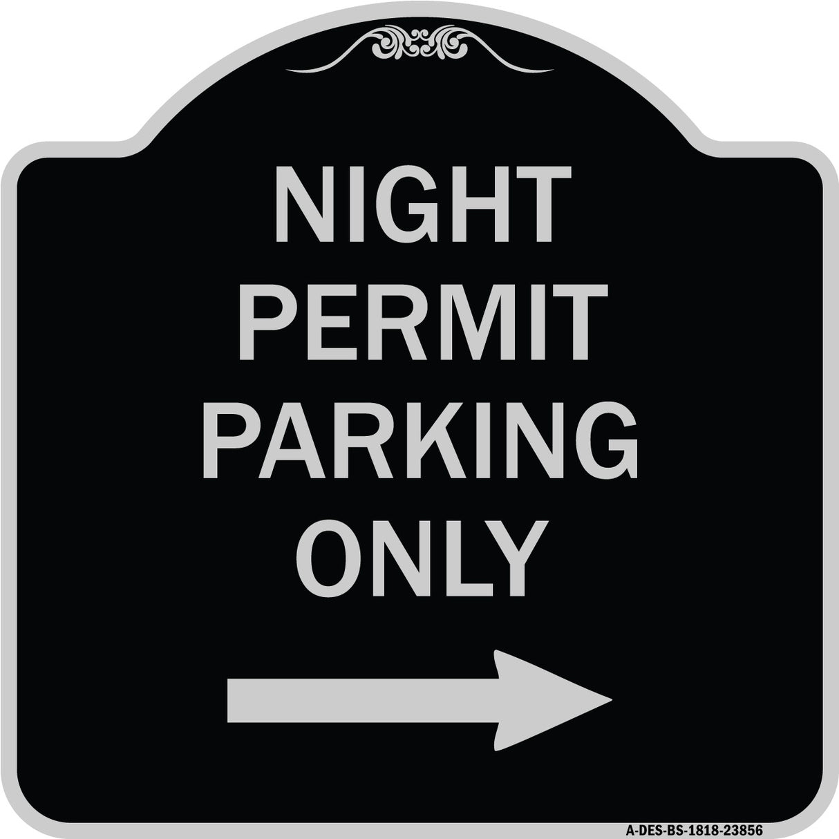 Night Permit Parking Only (With Right Arrow)