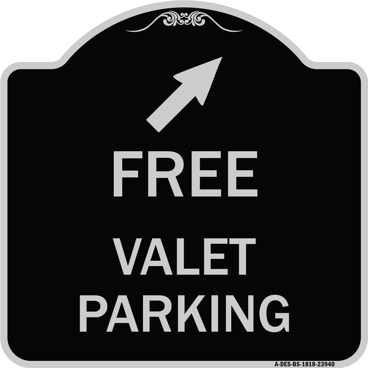 Free Valet Parking with Upper Right Arrow