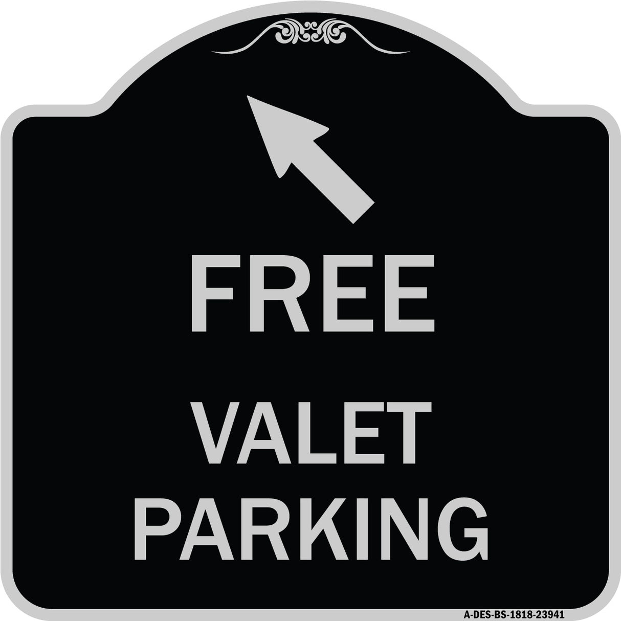 Free Valet Parking with Upper Left Arrow