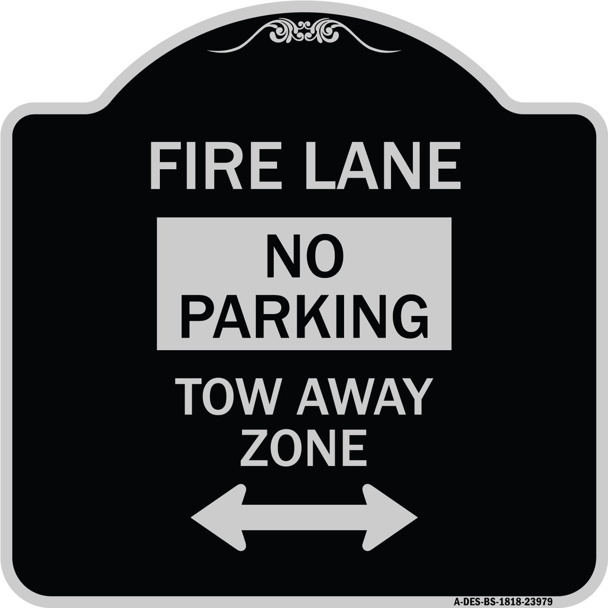 Fire Lane Tow-Away Zone with Bidirectional Arrow