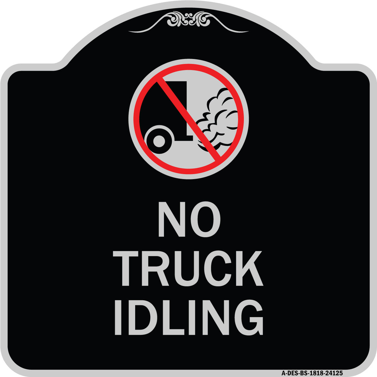 Driveway Sign No Truck Idling with Graphic