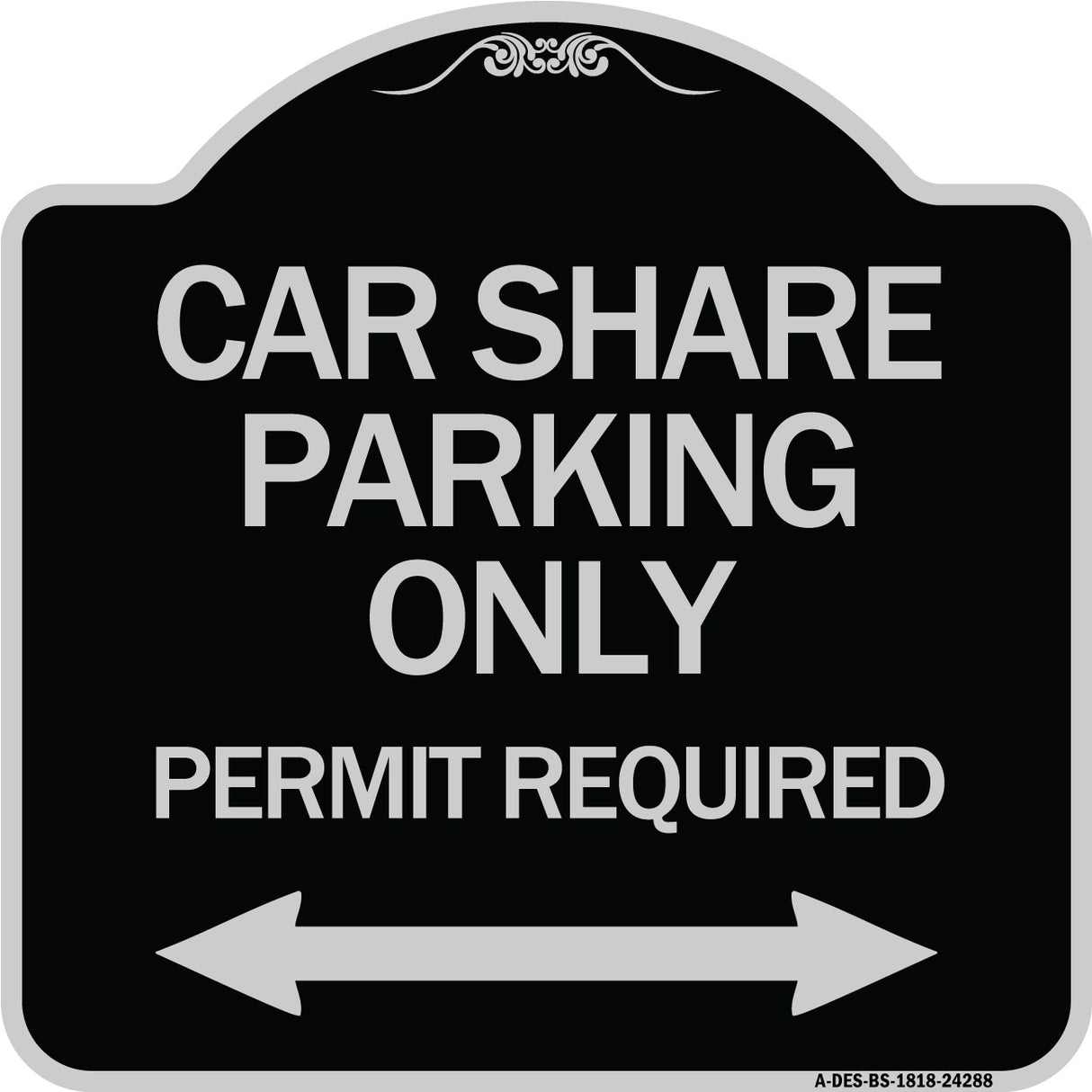 Car Share Parking Only Permit Required with Bidirectional Arrow