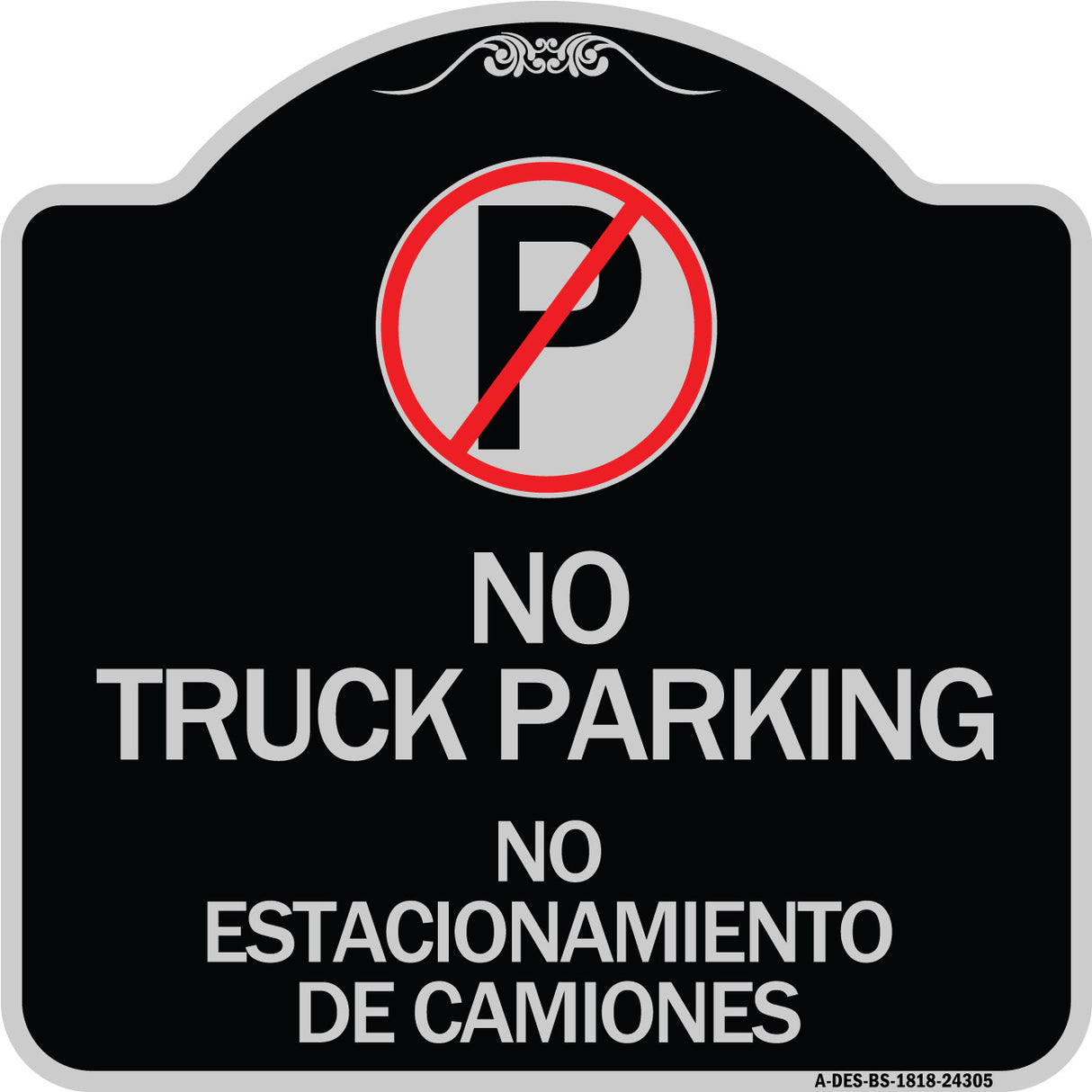 Bilingual No Parking Sign No Truck Parking No Estacionamiento De Camiones (With No Parking Symbol)