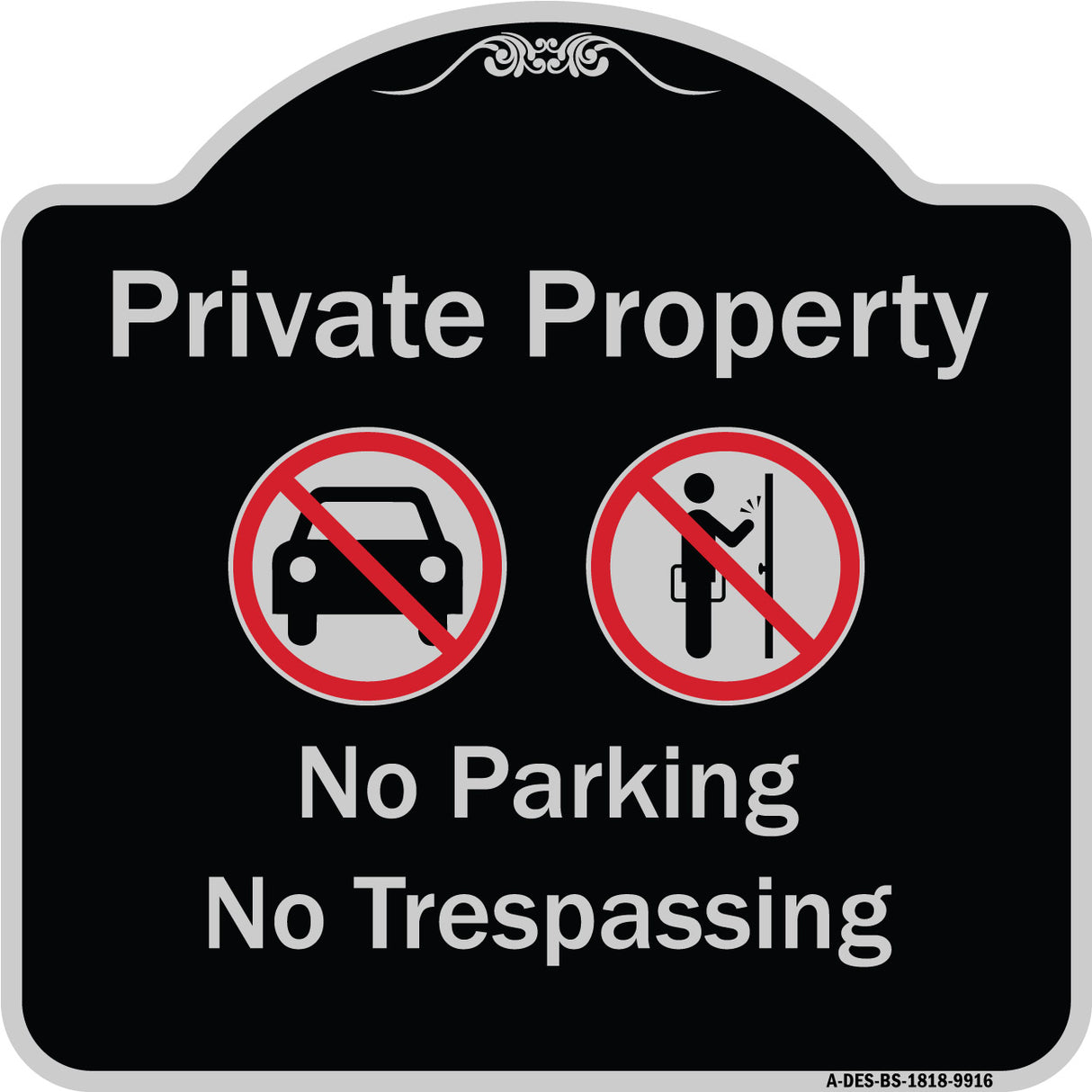 Private Property No Parking Or Trespassing With Symbols