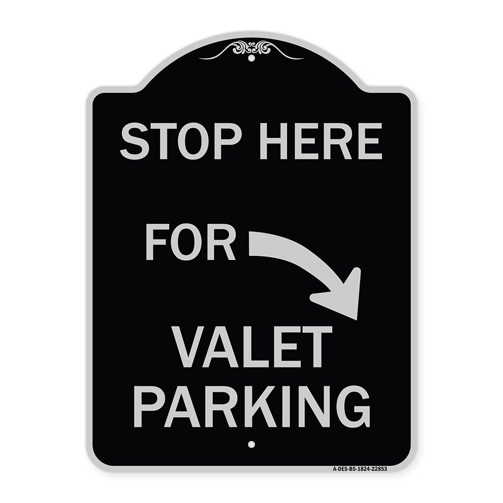 Stop Here for Valet Parking (Right Arrow)