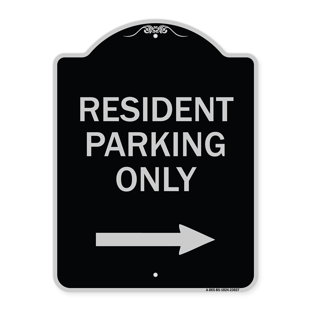 Reserved Parking Sign Resident Parking Only (With Right Arrow)