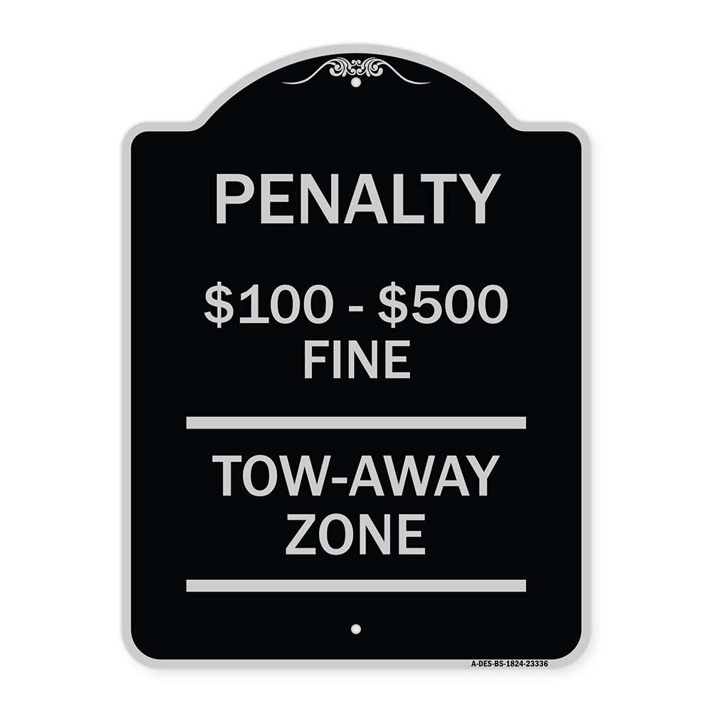 Penalty $100 - $500 Fine Tow Away Zone Virginia Handicap Supplementary Sign
