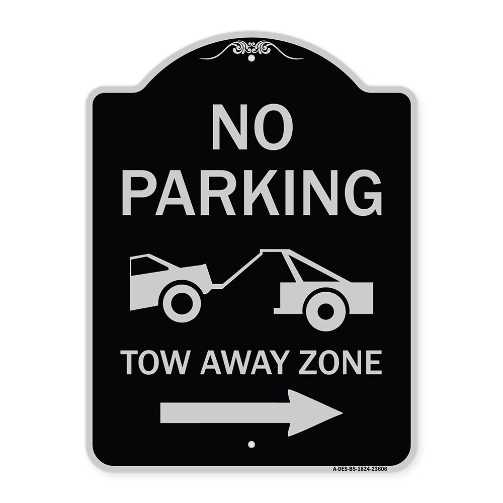 No Parking Tow-Away Zone with Right Arrow