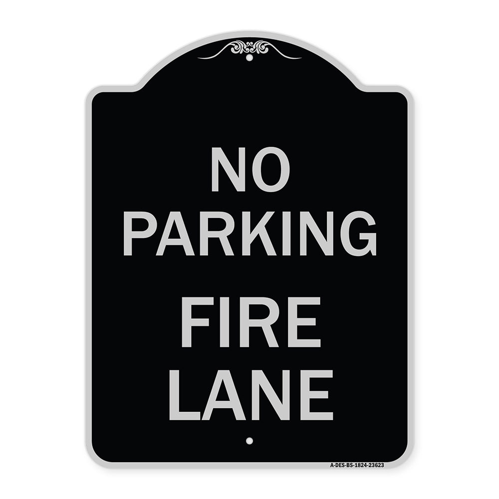 No Parking Fire Lane with Striped Border